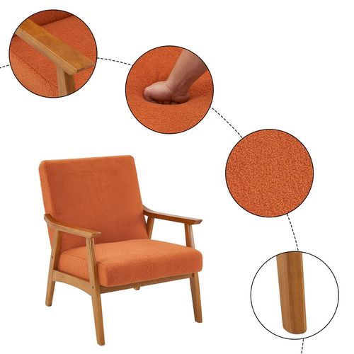 Burnt Orange Velvet Lounge Chair with Solid Wood Frame - Stylish Comfort