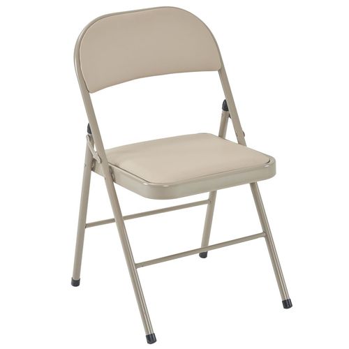 Set of 4 Stylish Foldable Iron & PVC Chairs for Any Event - Light Brown