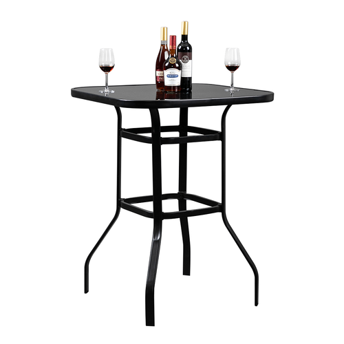 Stylish Wrought Iron Glass High Bar Table – Perfect for Patio & Dining!