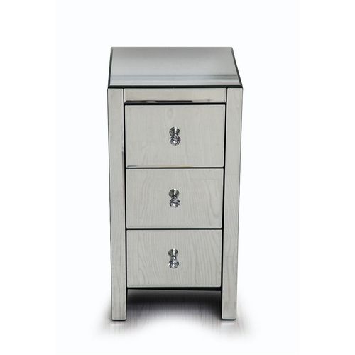 Stunning Mirrored Glass Bedside Table with 3 Drawers - Elegant & Chic!