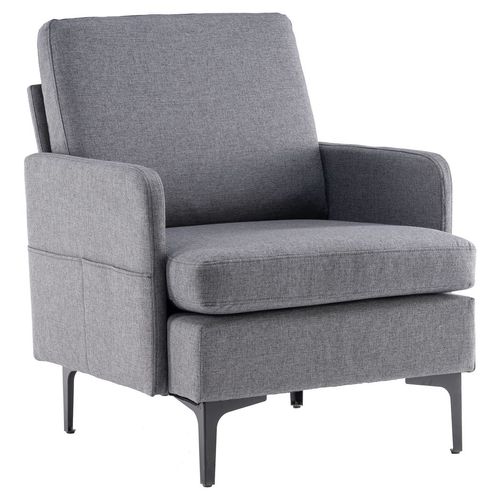 Chic Dark Grey Lounge Chair: Comfy Accent Sofa for Small Spaces & Style