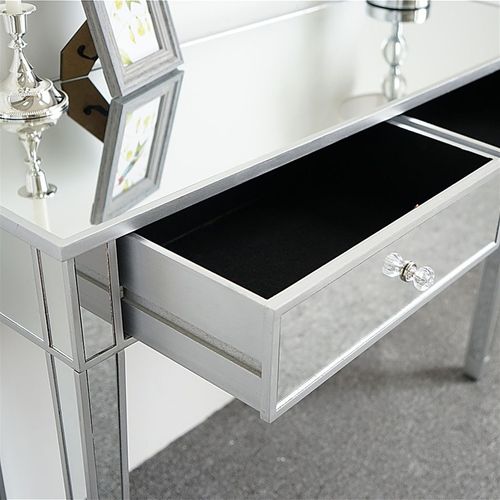 Chic Mirrored Makeup Vanity Desk with 2 Drawers - Glam Up Your Space!