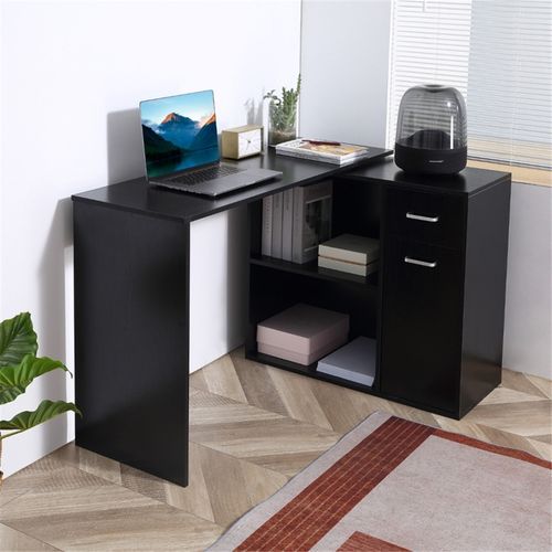 Versatile 46” Office Desk with L-Shaped Design & Storage Cabinet