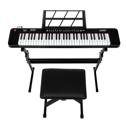 Glarry GEP-109 61-Key LED Keyboard Bundle: Stand, Bench, Headphones & More!