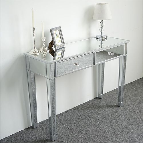 Chic Mirrored Makeup Vanity Desk with 2 Drawers - Glam Up Your Space!