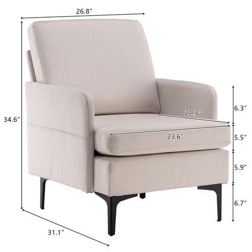 Lounge Chair, Comfy Single Sofa Accent Chair for Bedroom Living Room Guestroom, Beige