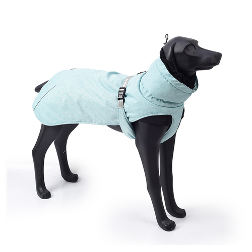 Warm Waterproof Dog Winter Jacket with Reflective Trim - Size L, Blue