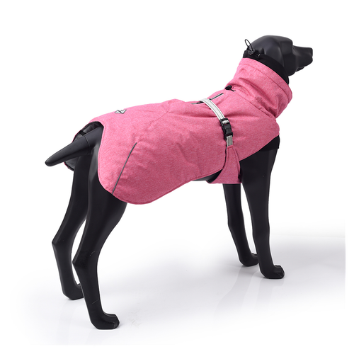 Stylish Waterproof Dog Winter Jacket with Reflective Trim - Pink, Size L