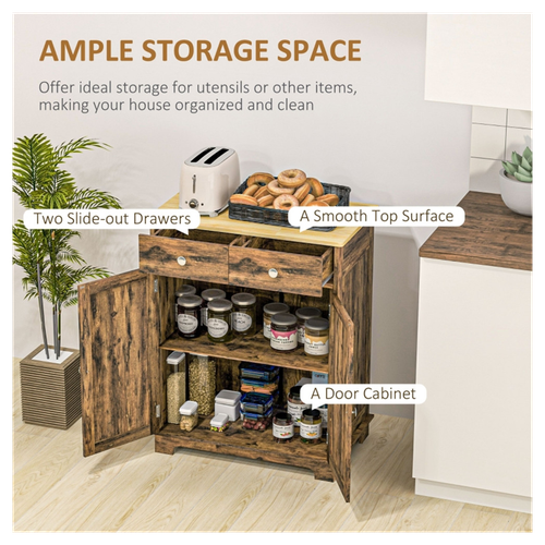 Elegant Rubberwood Kitchen Storage Cabinet with Adjustable Shelves