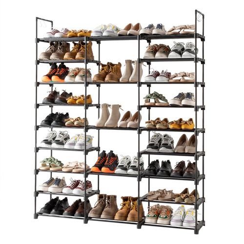 9-Tier Shoe Rack: Spacious Organizer Holds 50-55 Pairs, Versatile & Durable!