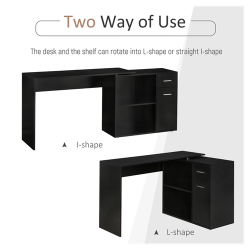 Versatile 46” Office Desk with L-Shaped Design & Storage Cabinet