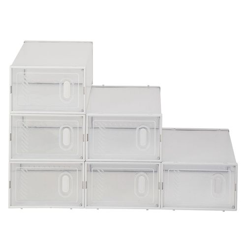 Clear Stackable Shoe Storage Boxes - 6 Pack Durable and Easy Assembly