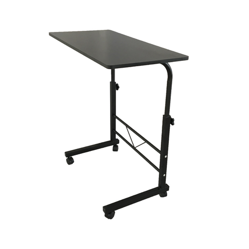 Versatile Adjustable Black Chipboard & Steel Side Table - Modern Design