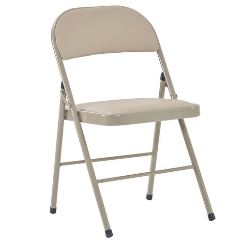 Set of 4 Stylish Foldable Iron & PVC Chairs for Any Event - Light Brown