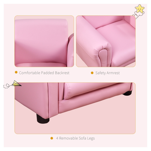 Charming Pink Kids Sofa Set with Footstool - Cozy, Safe & Fun!