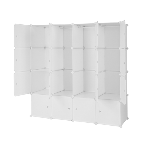 Versatile 16 Cube Organizer - Stackable Storage Solution with Clothes Rails