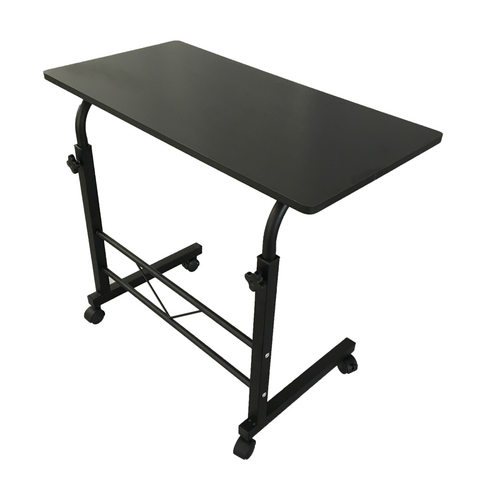 Versatile Adjustable Black Chipboard & Steel Side Table - Modern Design