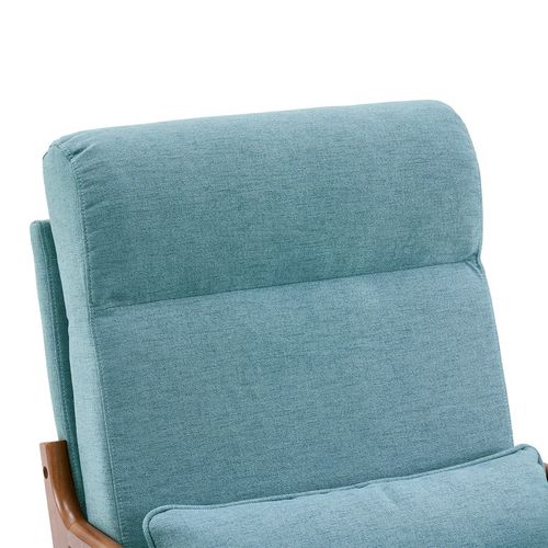 Teal Mid-Century Modern High Back Armchair with Solid Wood & Iron Frame