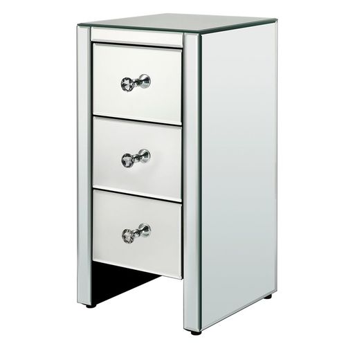 Stunning Mirrored Glass Bedside Table with 3 Drawers - Elegant & Chic!