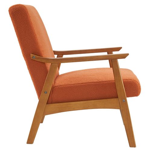 Burnt Orange Velvet Lounge Chair with Solid Wood Frame - Stylish Comfort