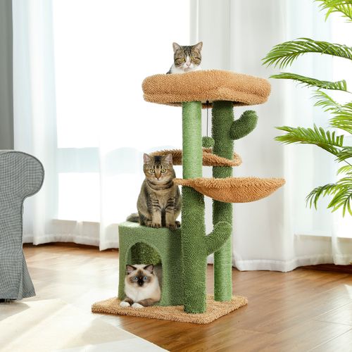 Chic Cactus Cat Tree: Cozy Condo, Plush Perches & Scratching Post