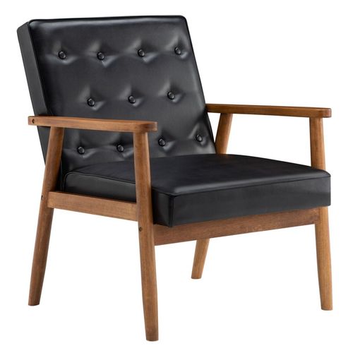 Chic Retro Modern Black PU Single Chair - Stylish & Compact Comfort