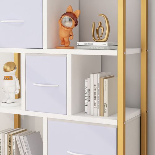 Elegant 4-Layer Gold & White Bookshelf with High Legs - Stylish Storage Solution