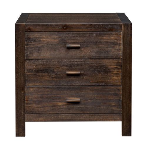 Stylish Rustic Nightstand with USB Charging Ports - 3 Drawers for Storage