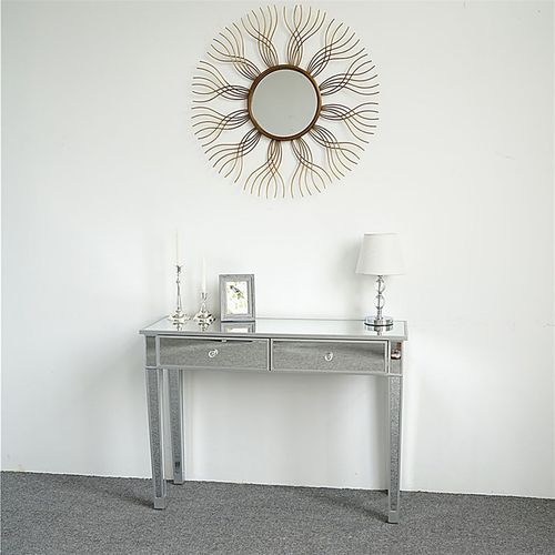 Chic Mirrored Makeup Vanity Desk with 2 Drawers - Glam Up Your Space!