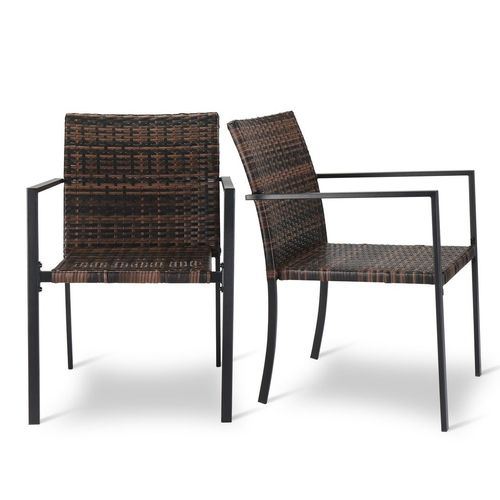 Stylish Set of 2 Stackable Weather-Resistant Wicker Patio Dining Chairs