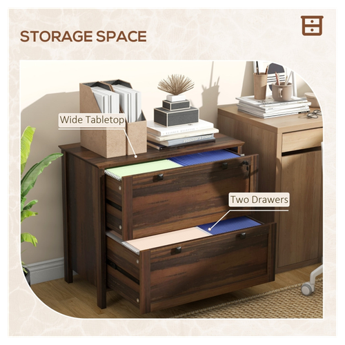 Versatile Brown File Cabinet with Lock, Adjustable Storage & Sturdy Design