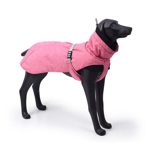 Stylish Waterproof Dog Winter Jacket with Reflective Trim - Pink, Size L