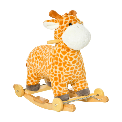 Yellow Plush Giraffe Rocking Horse for Kids Ages 3-6 - Fun & Engaging!