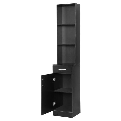 Elegant Black Wall Cabinet with 3 Compartments - Bathroom Storage Solutions