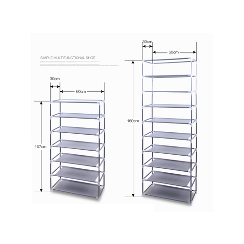 Stylish Compact 9-Lattice Non-Woven Fabric Shoe Rack - Space-Saving Gray Design