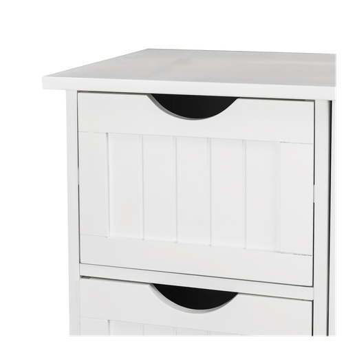 Elegant White Bathroom Storage Cabinet with 4 Drawers - Space-Saving Design