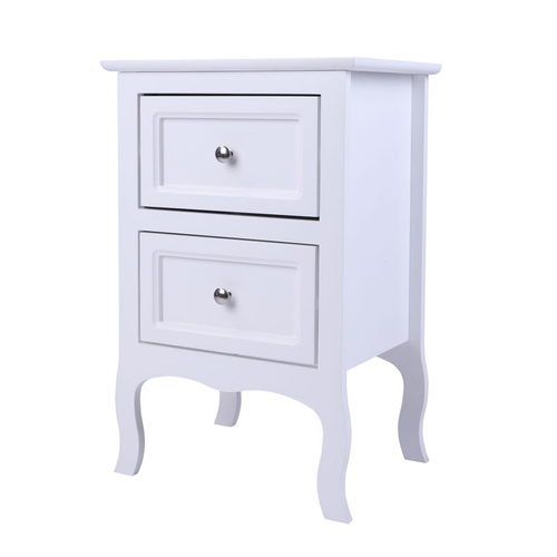 Charming White Country Style Two-Tier Night Table - Spacious & Stylish